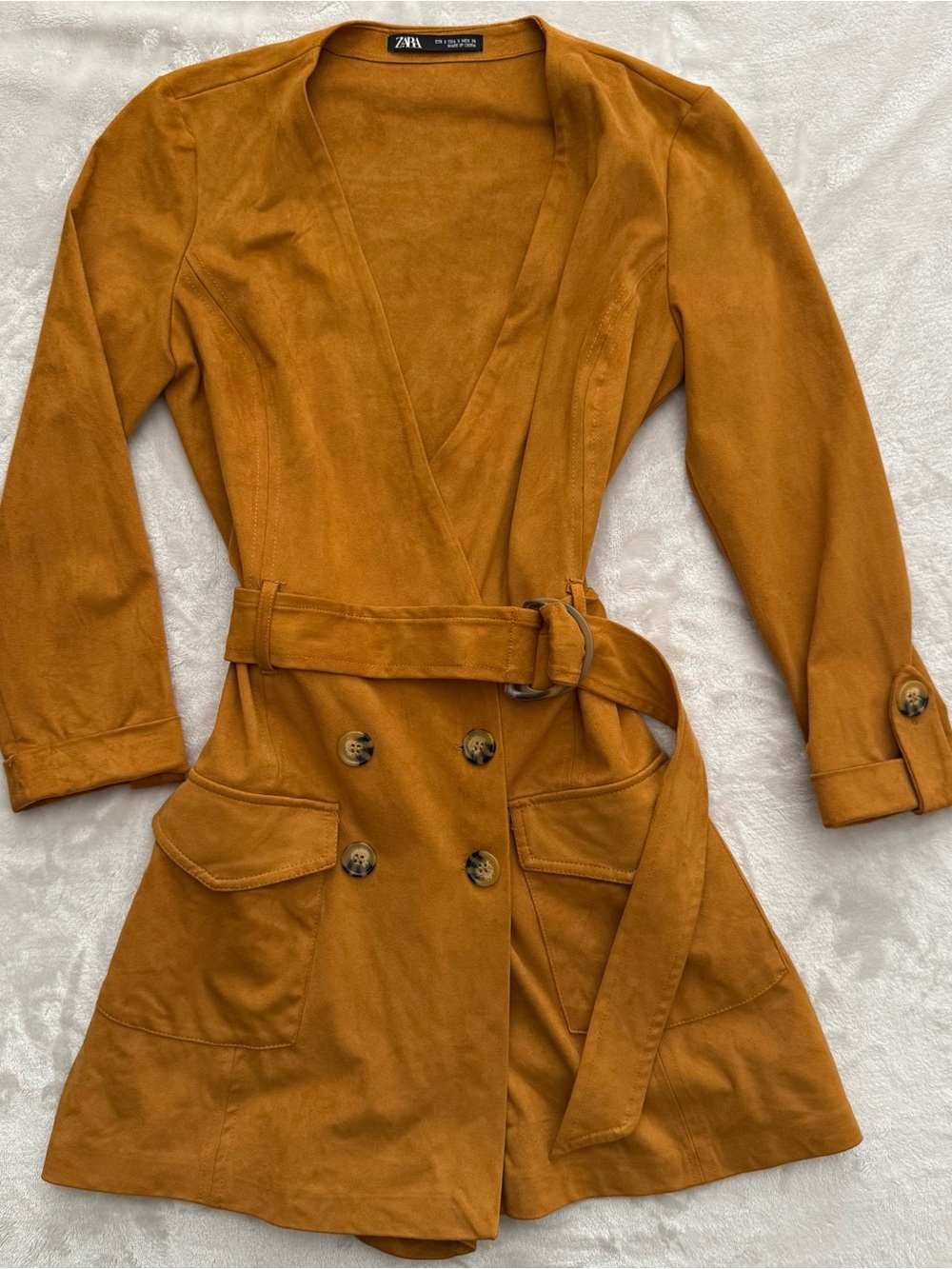ZARA Mustard Tan Faux Suede Romper 🤎